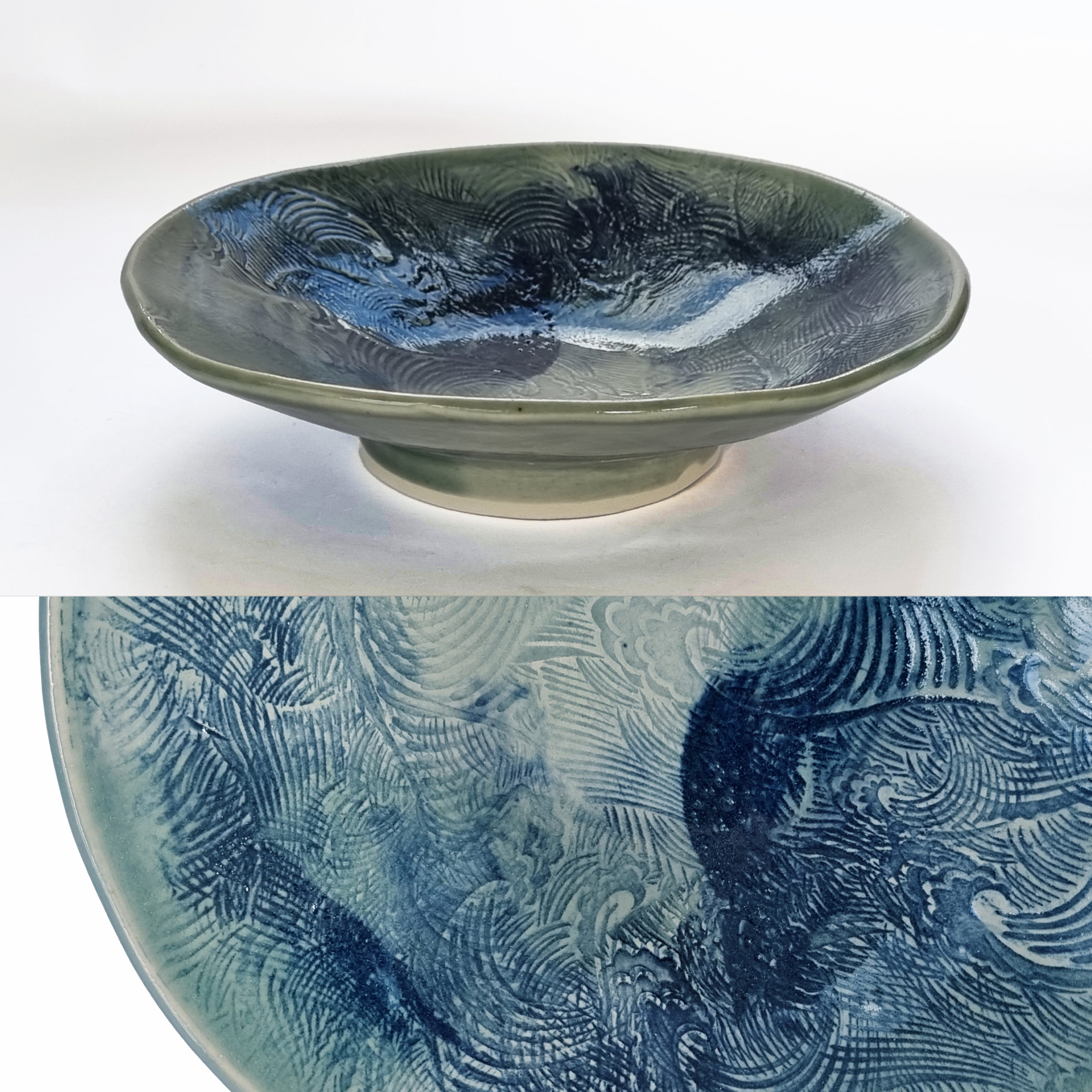 Japanese Tableware Wave Pattern Japanese Tableware Handmade by Japanese Ceramist