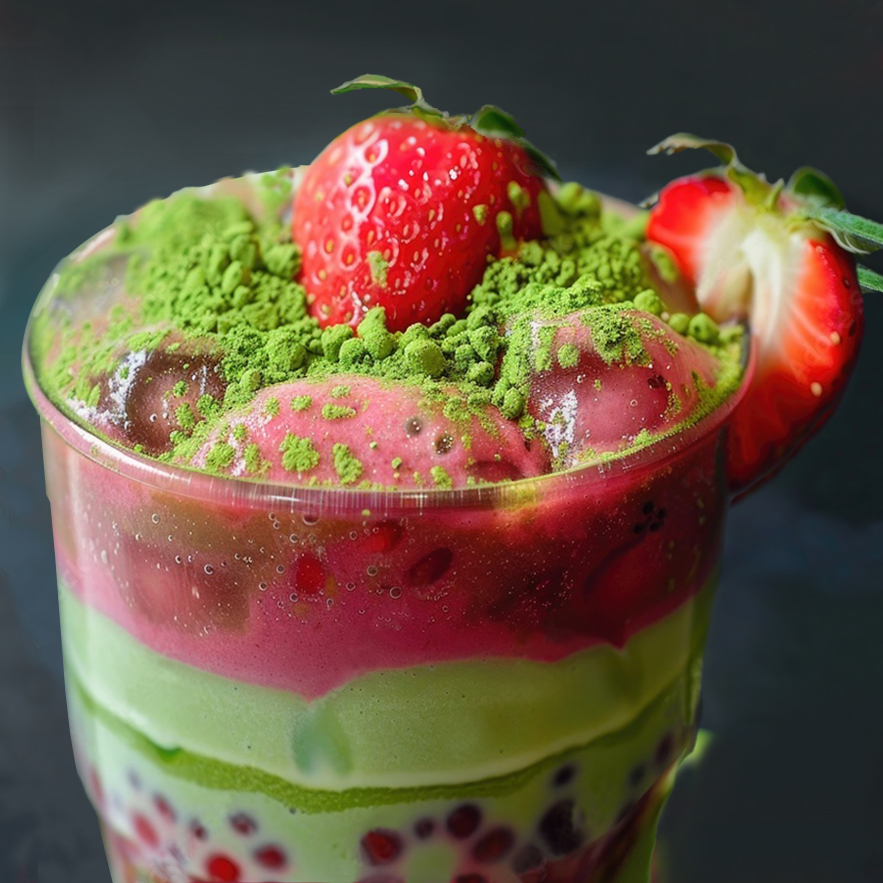 Matcha strawberry sweets